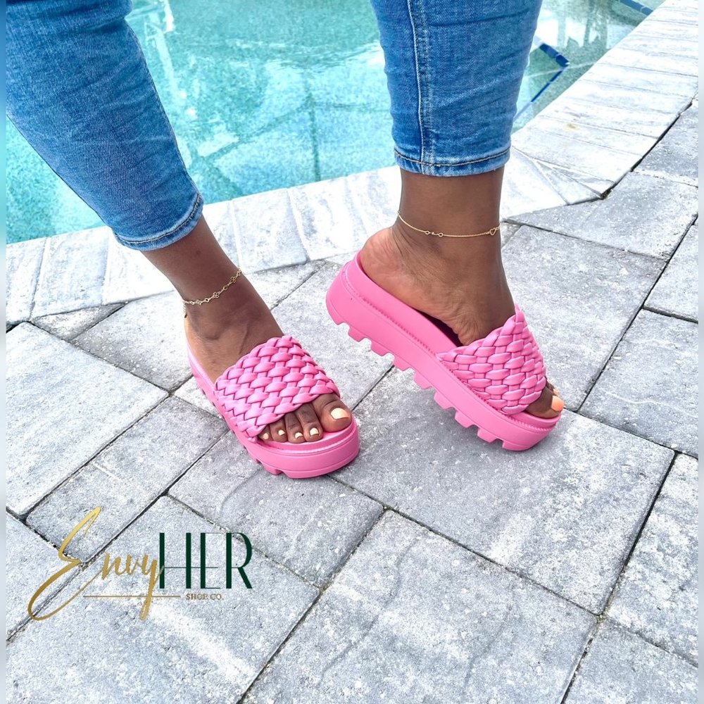Pink Braided Platform Sandal